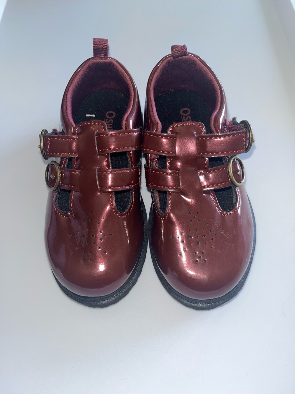 OshKosh B'gosh Metallic Burgundy Mary Janes with Double Buckles